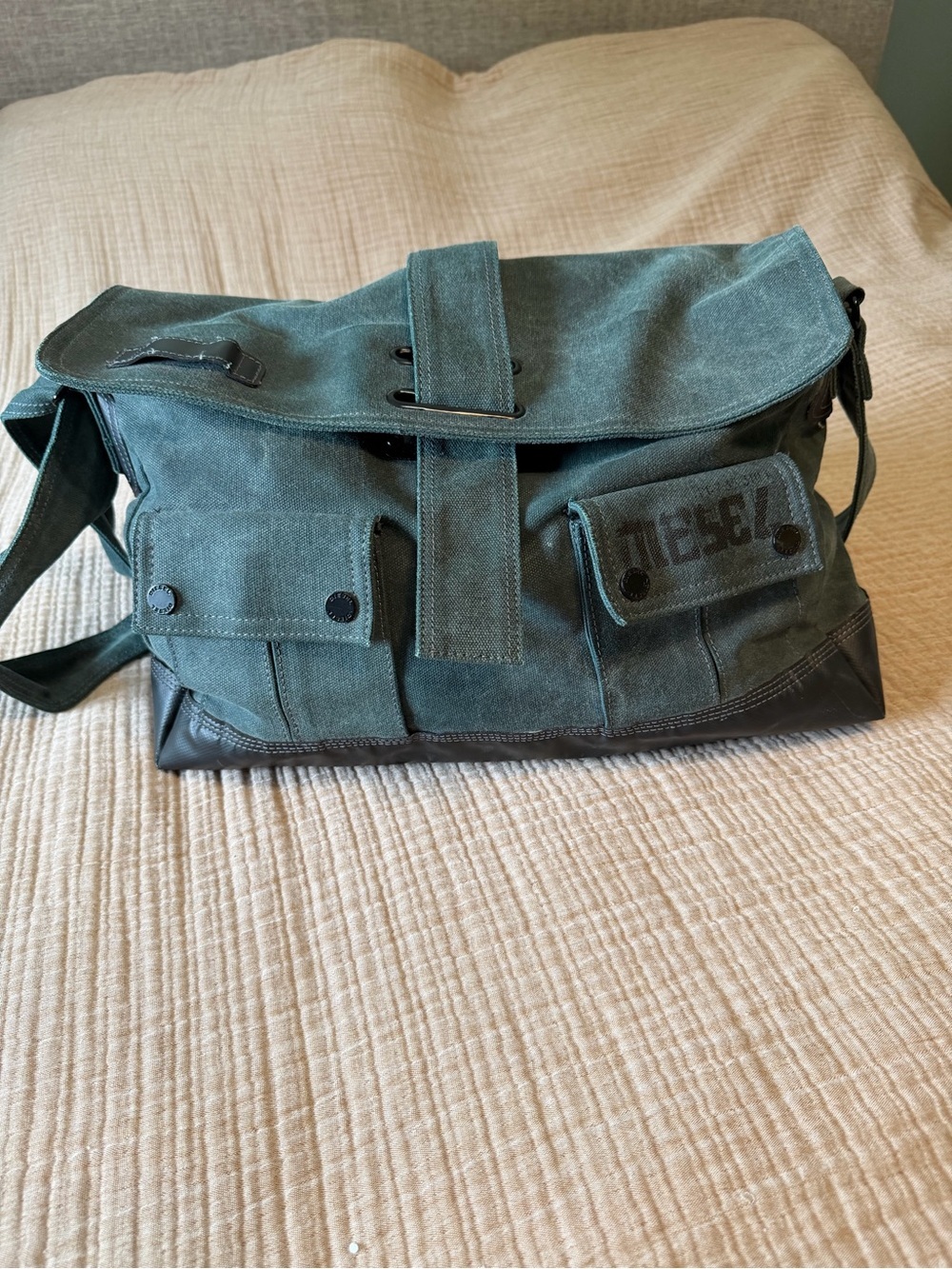 Vintage DIESEL Green Canvas Messenger Bag